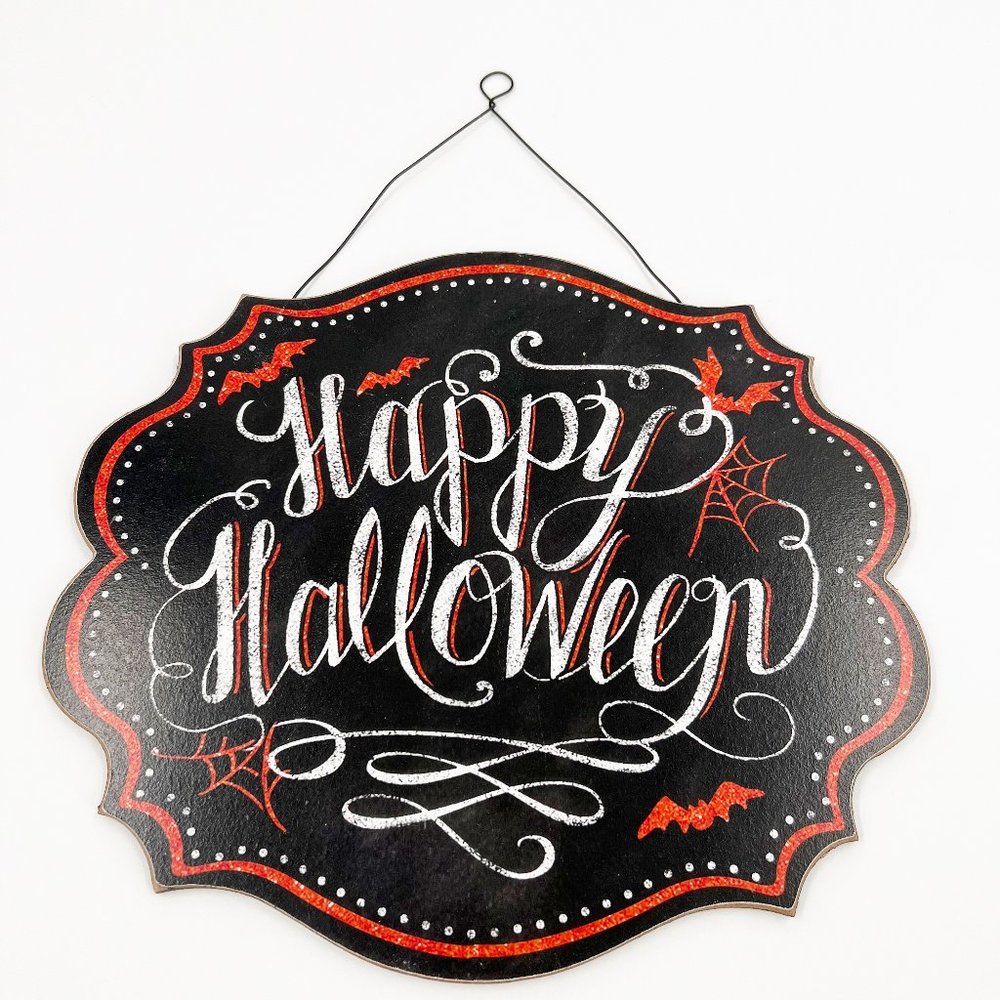 NEW Halloween Chalkboard Style Hanging Wall Sign Happy Halloween
